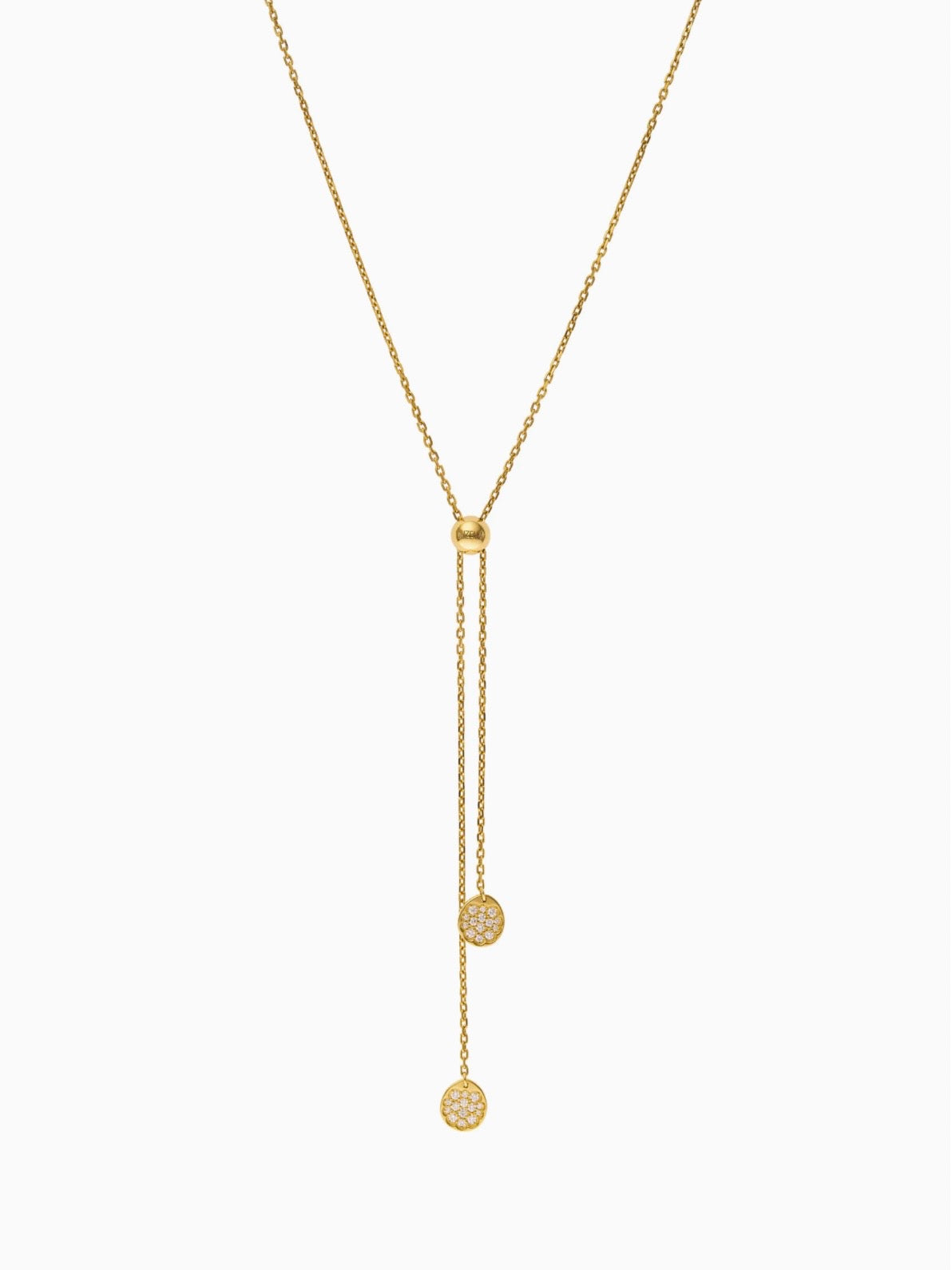 Tie necklace, clubs, white gold