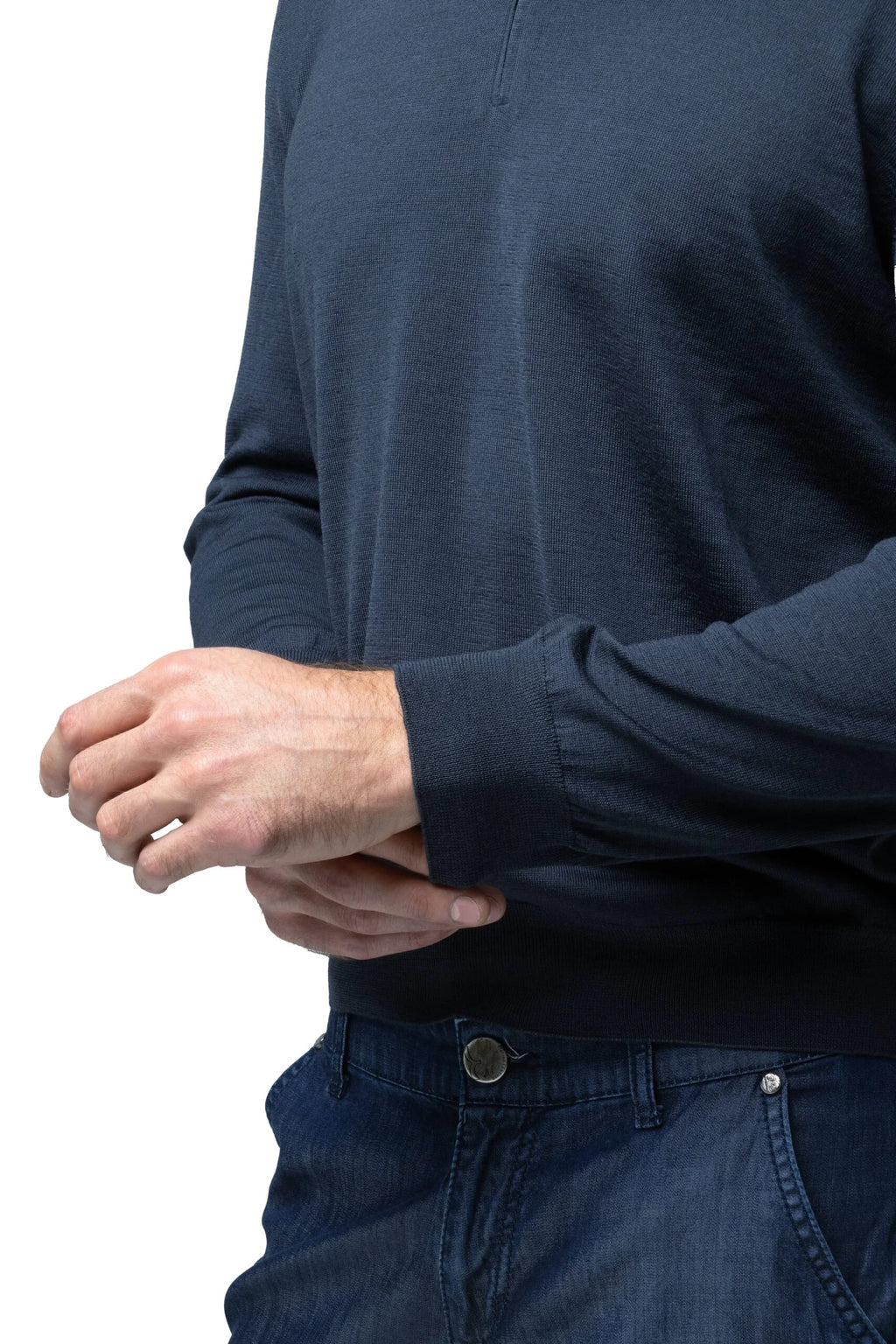 Long sleeve zip-up polo shirt