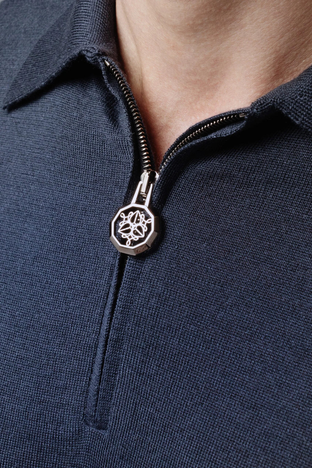 Long sleeve zip-up polo shirt