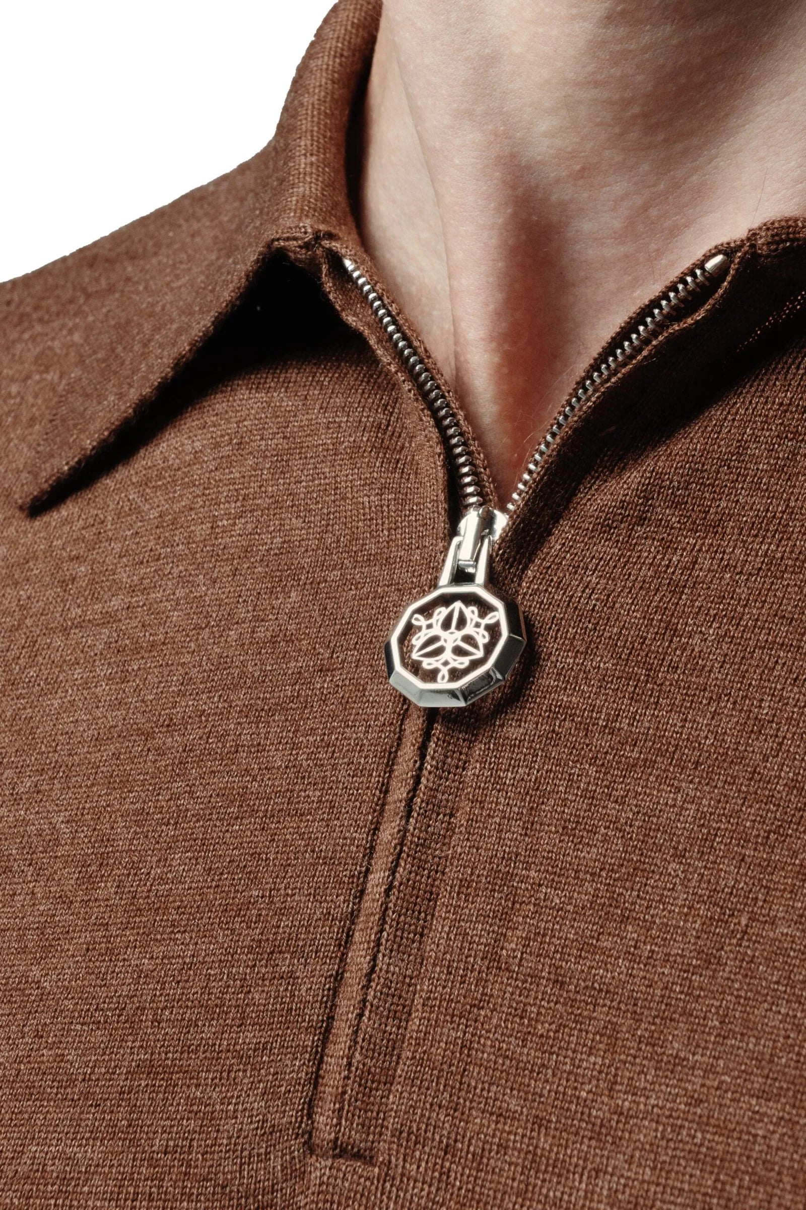 Long sleeve zip-up polo shirt