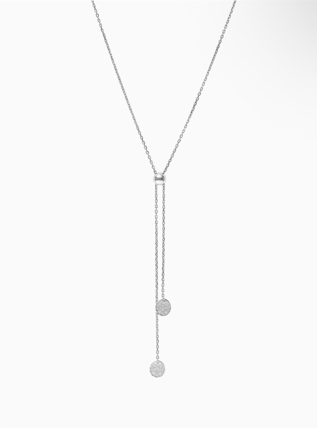 Tie necklace, clubs, white gold