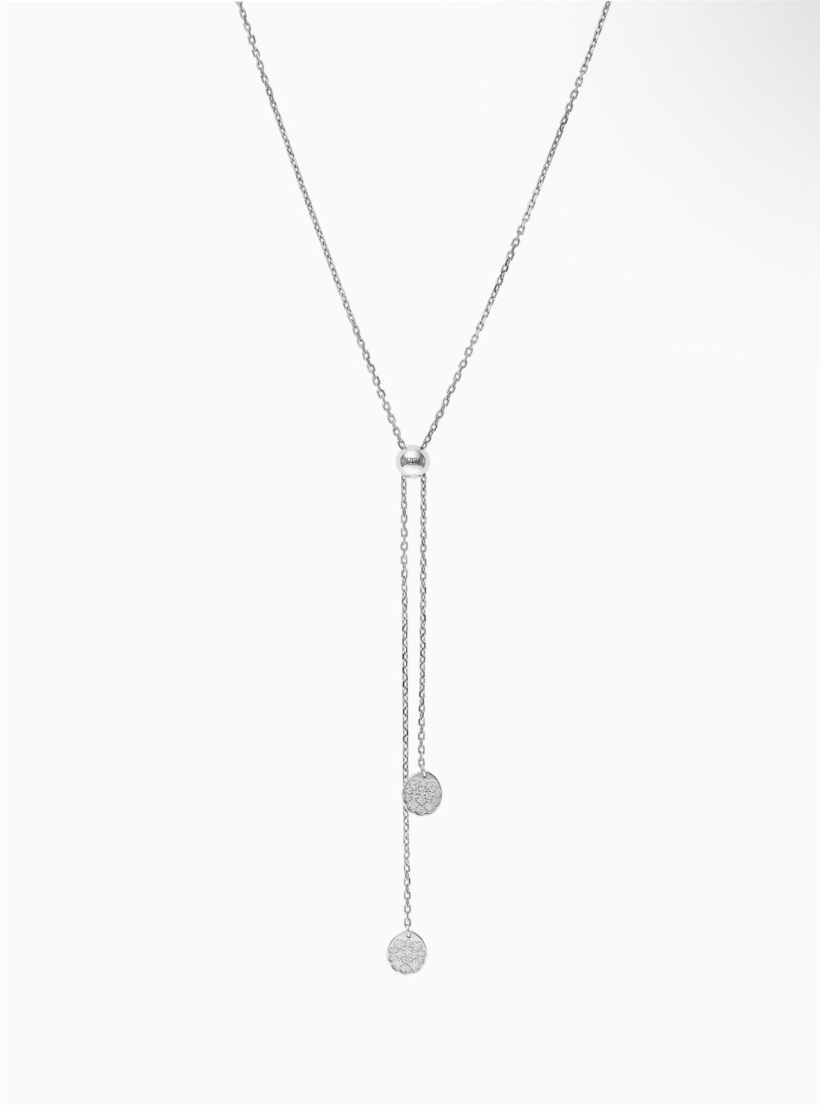Tie necklace, clubs, white gold