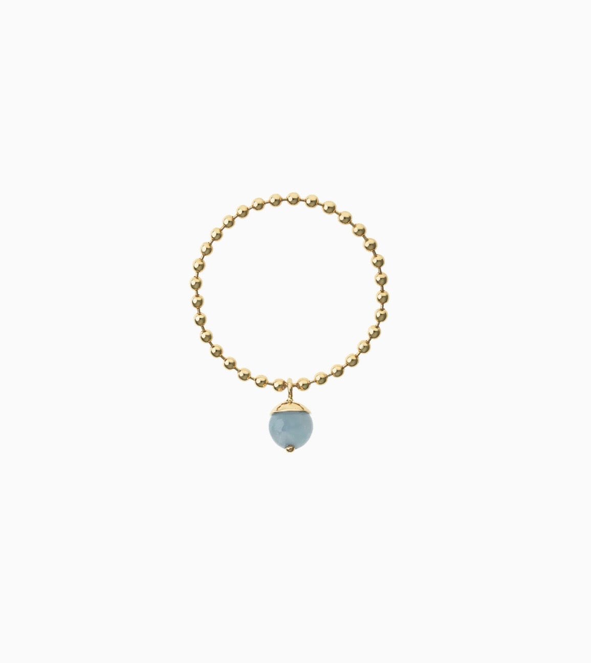 Кольцо-цепочка с аквамариновой сферой, желтое золото