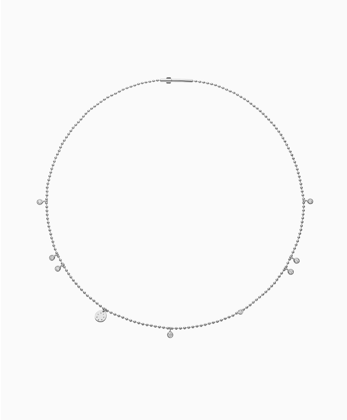 Diamond and club necklace, white gold