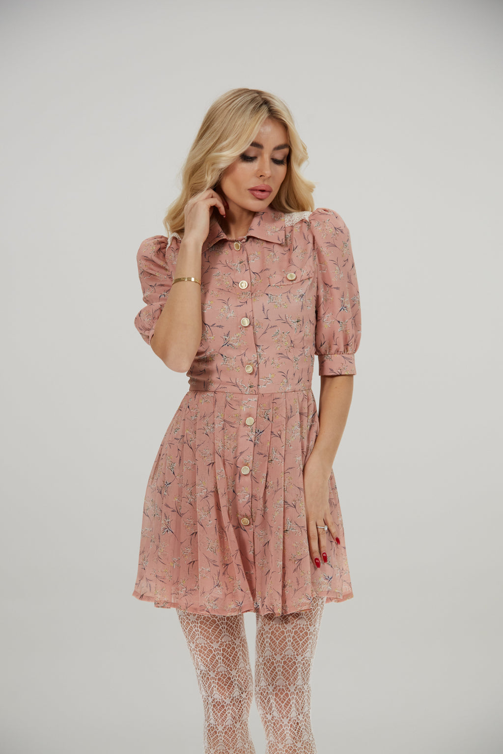 РОЖЕВА ШИФОНОВА КОРОТКА СУКНЯ З БІЛИМ МЕРЕЖИВОМ