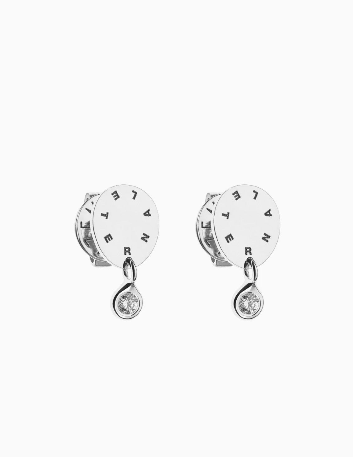 Club earrings, 8 mm, with diamond on the club, white gold