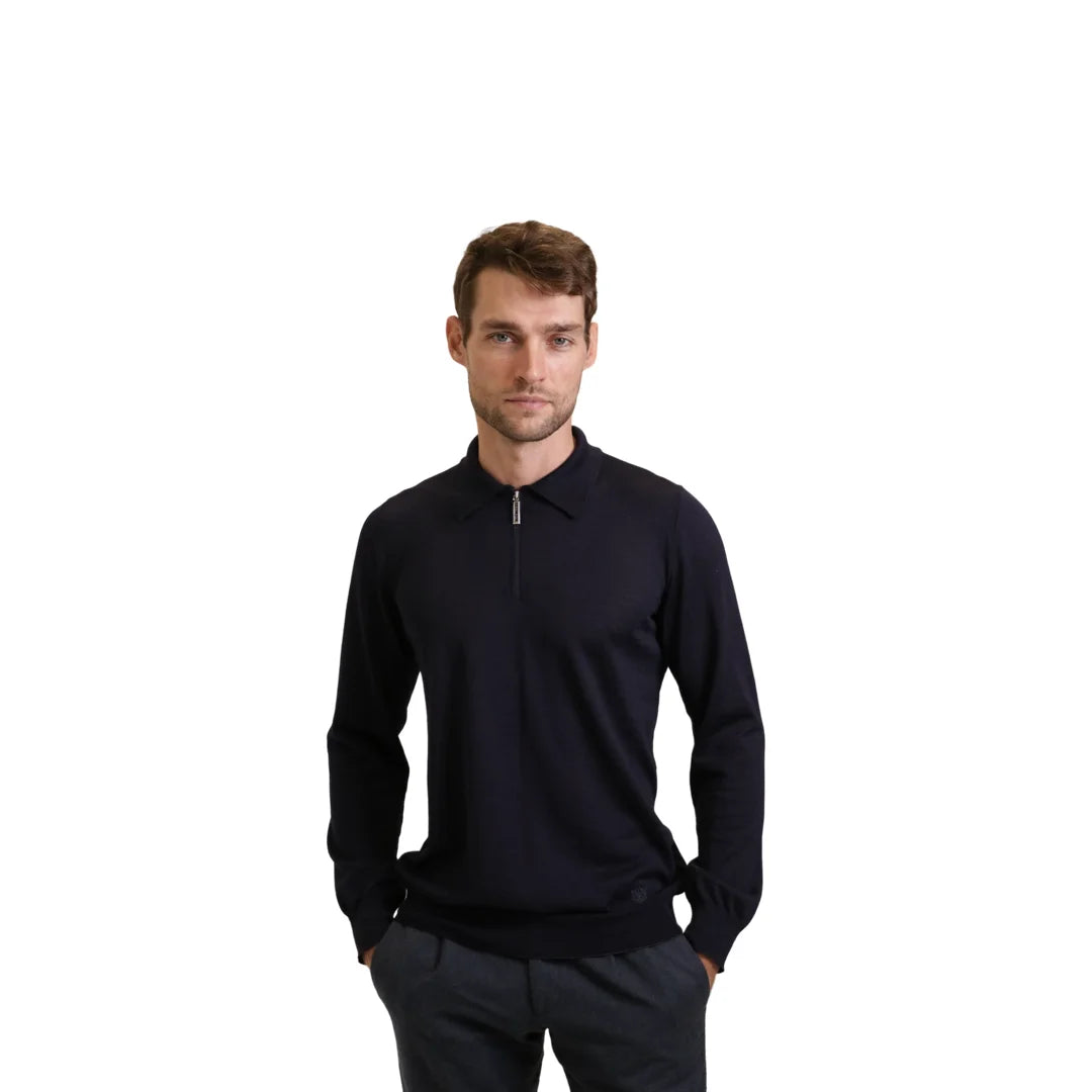 Long sleeve zip-up polo shirt