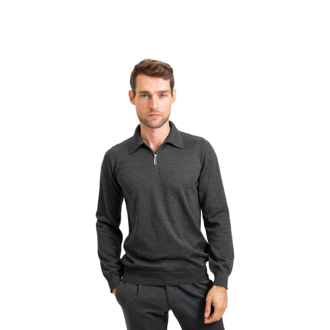 Long sleeve zip-up polo shirt