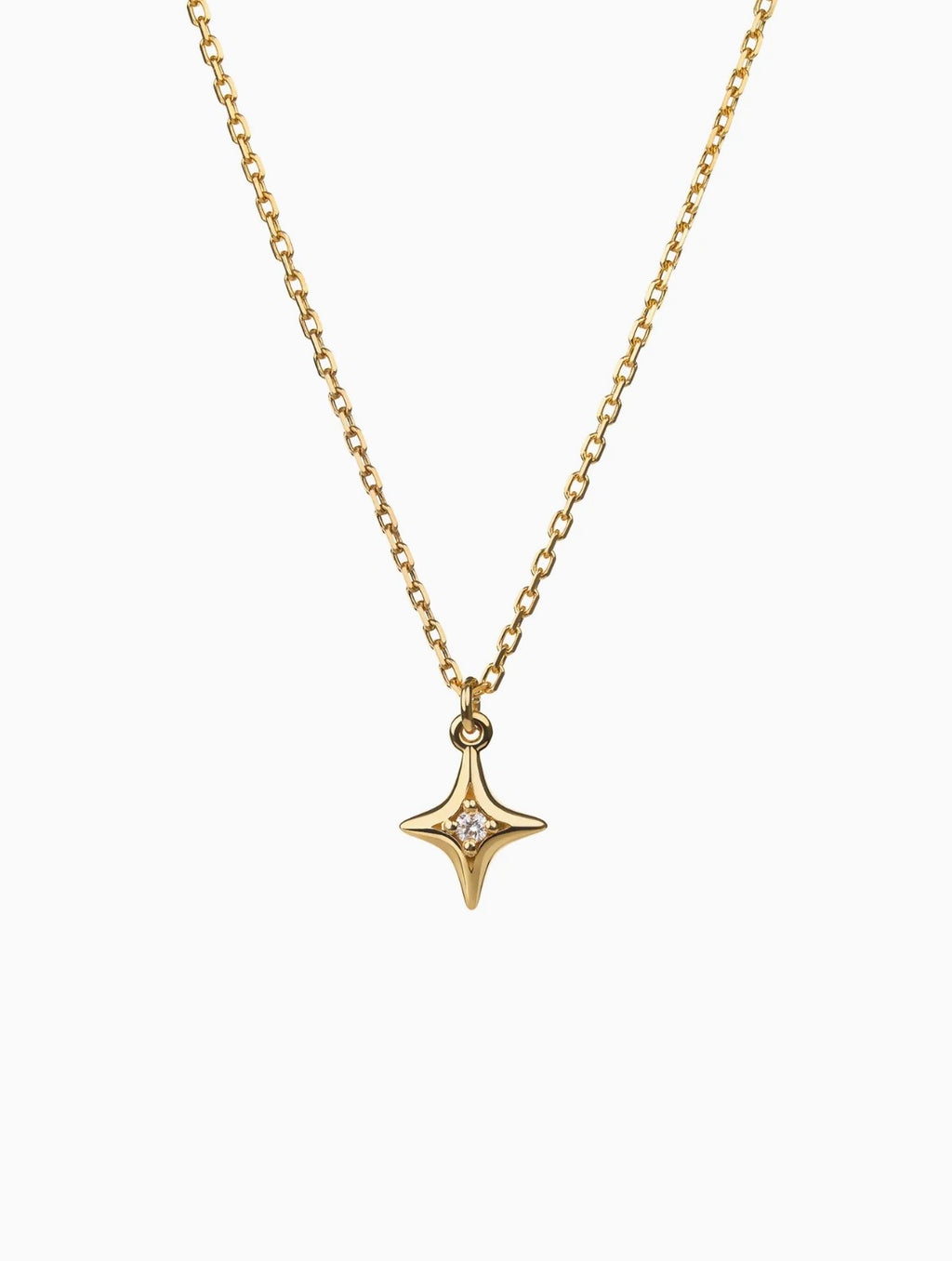 Star necklace with diamond, yellow gold
