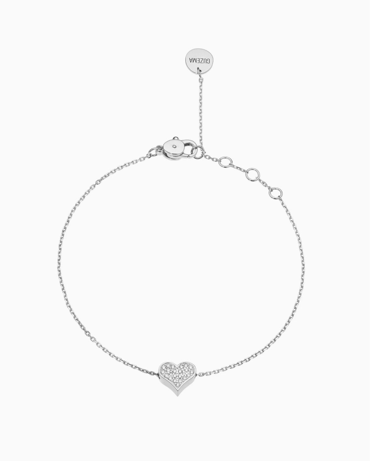 Clasp bracelet, heart with diamonds, yellow gold