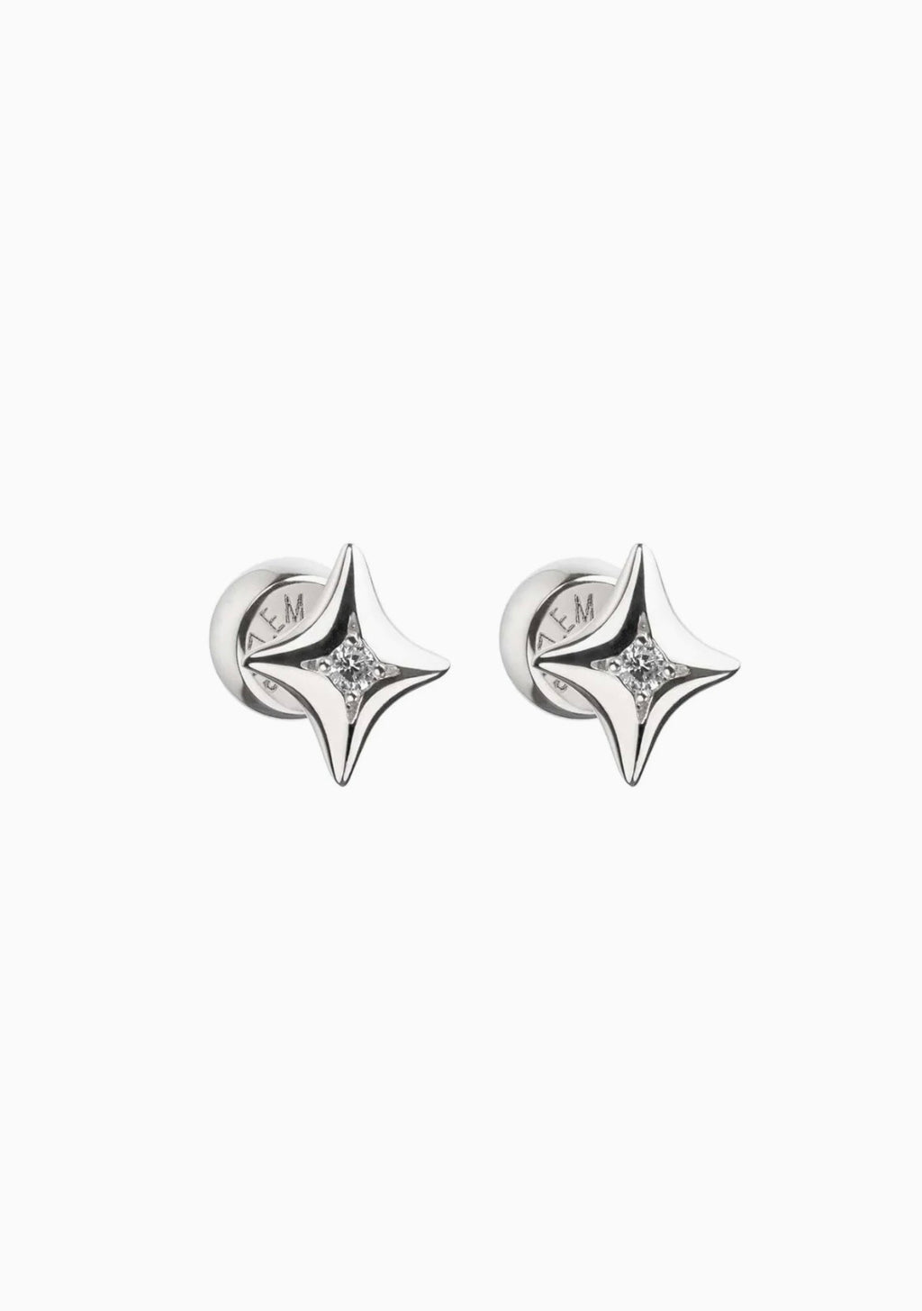 Star earrings with diamond, white gold