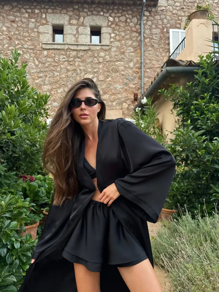 Long satin robe
