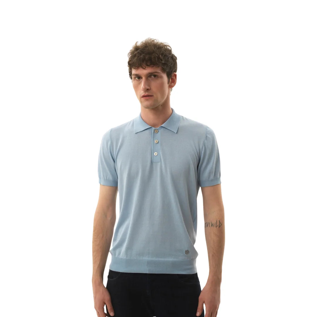 Short-sleeved button-down polo shirt