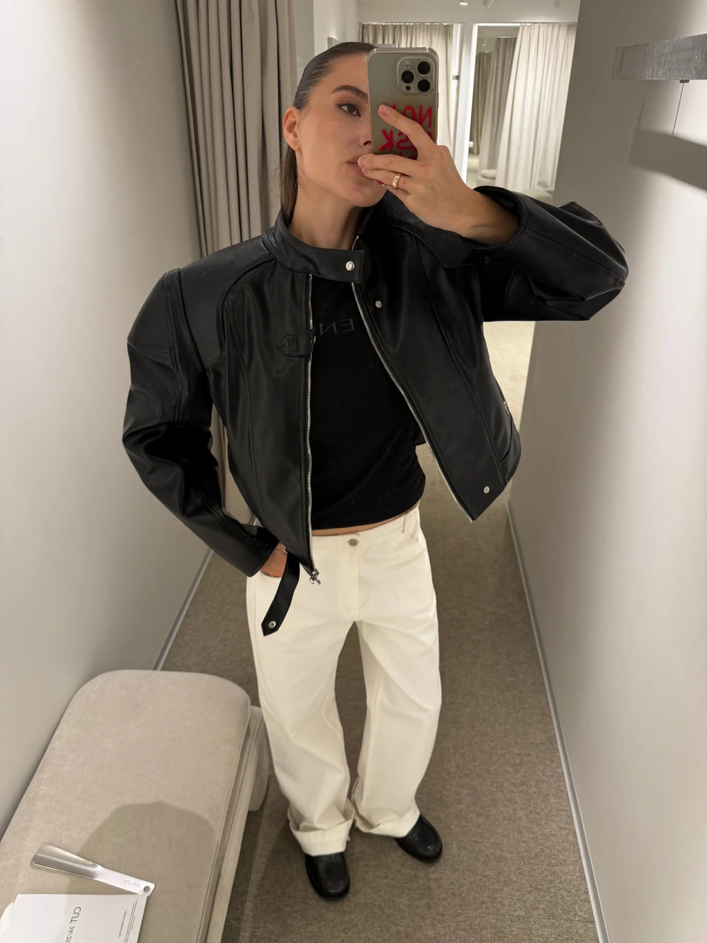 Faux Leather Biker Jacket - фото 8