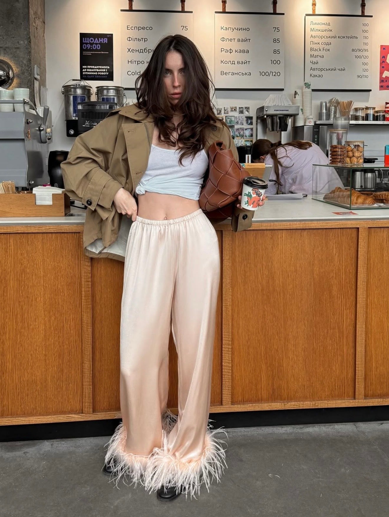 SABOTAGE pants with feathers