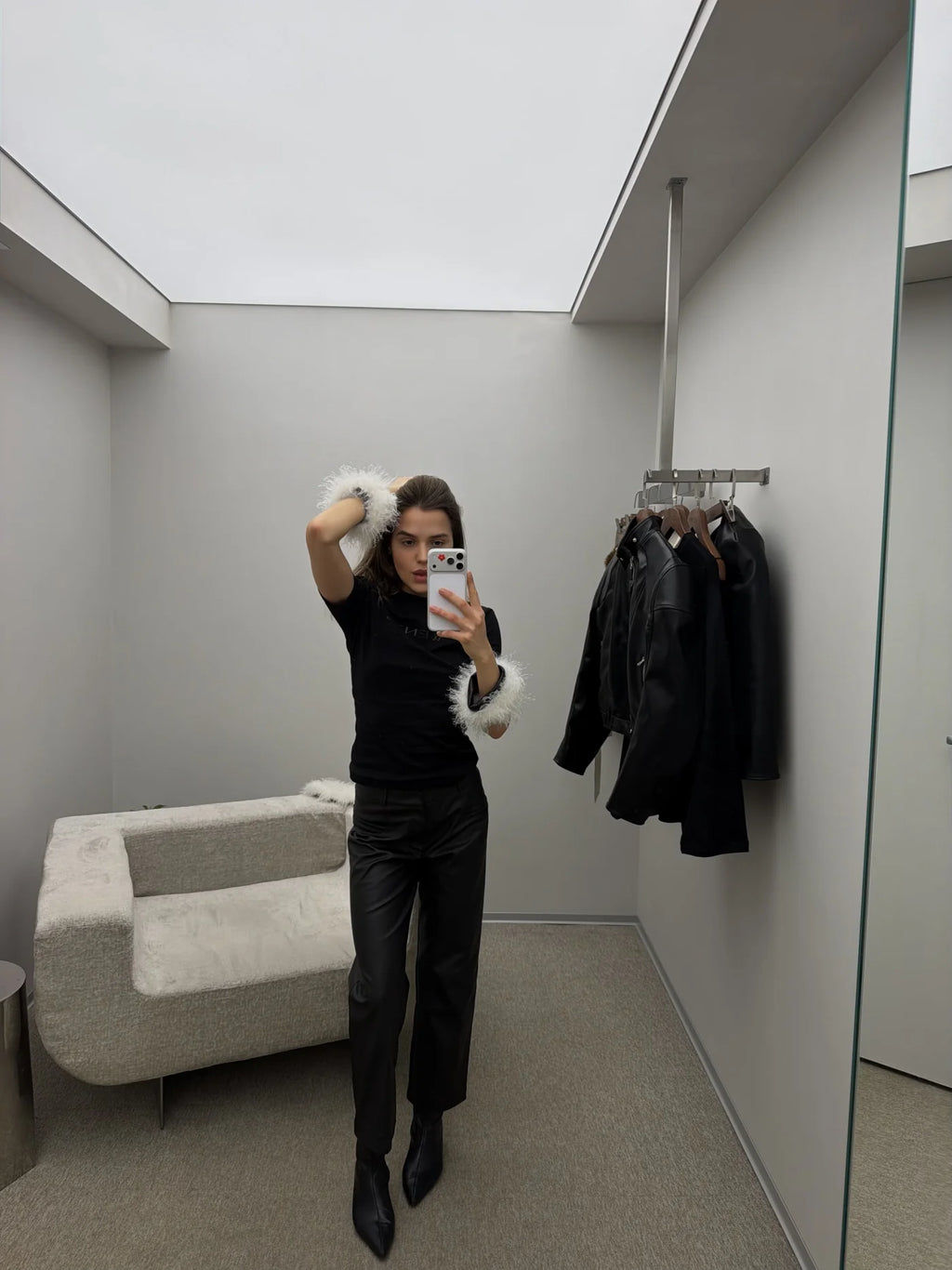 Black Faux Leather Pants - фото 5
