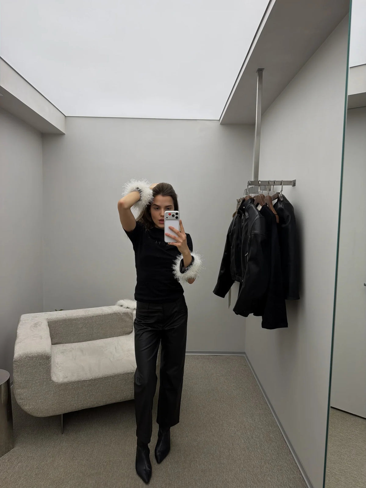 Black Faux Leather Pants - фото 5