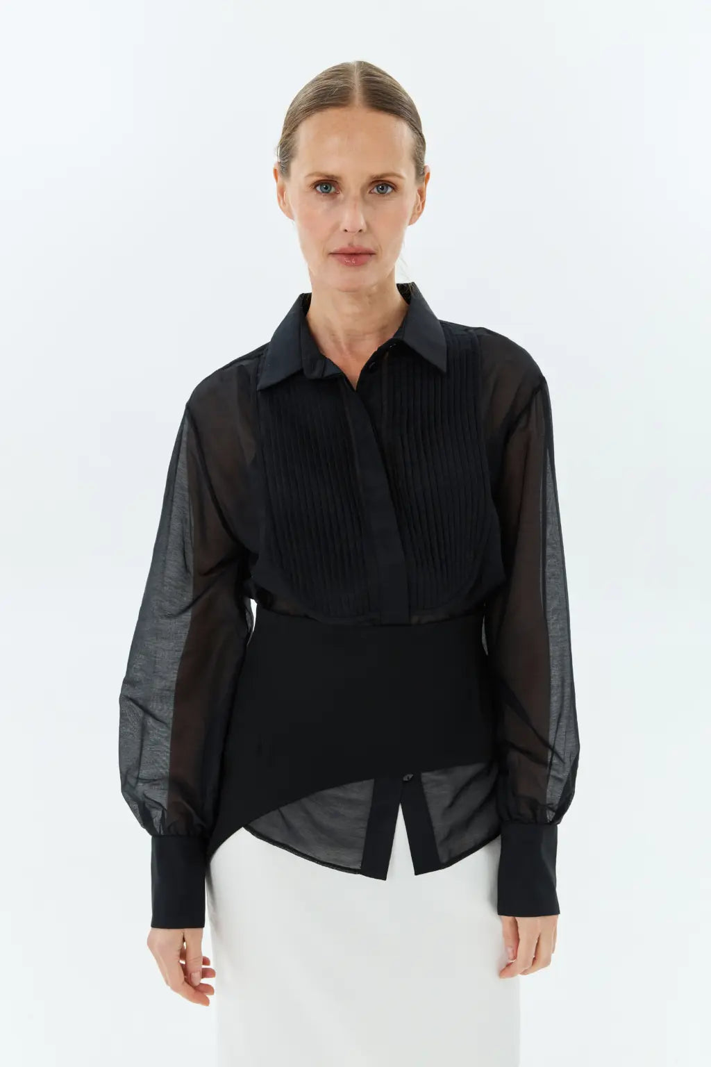 Shirt with a bib front