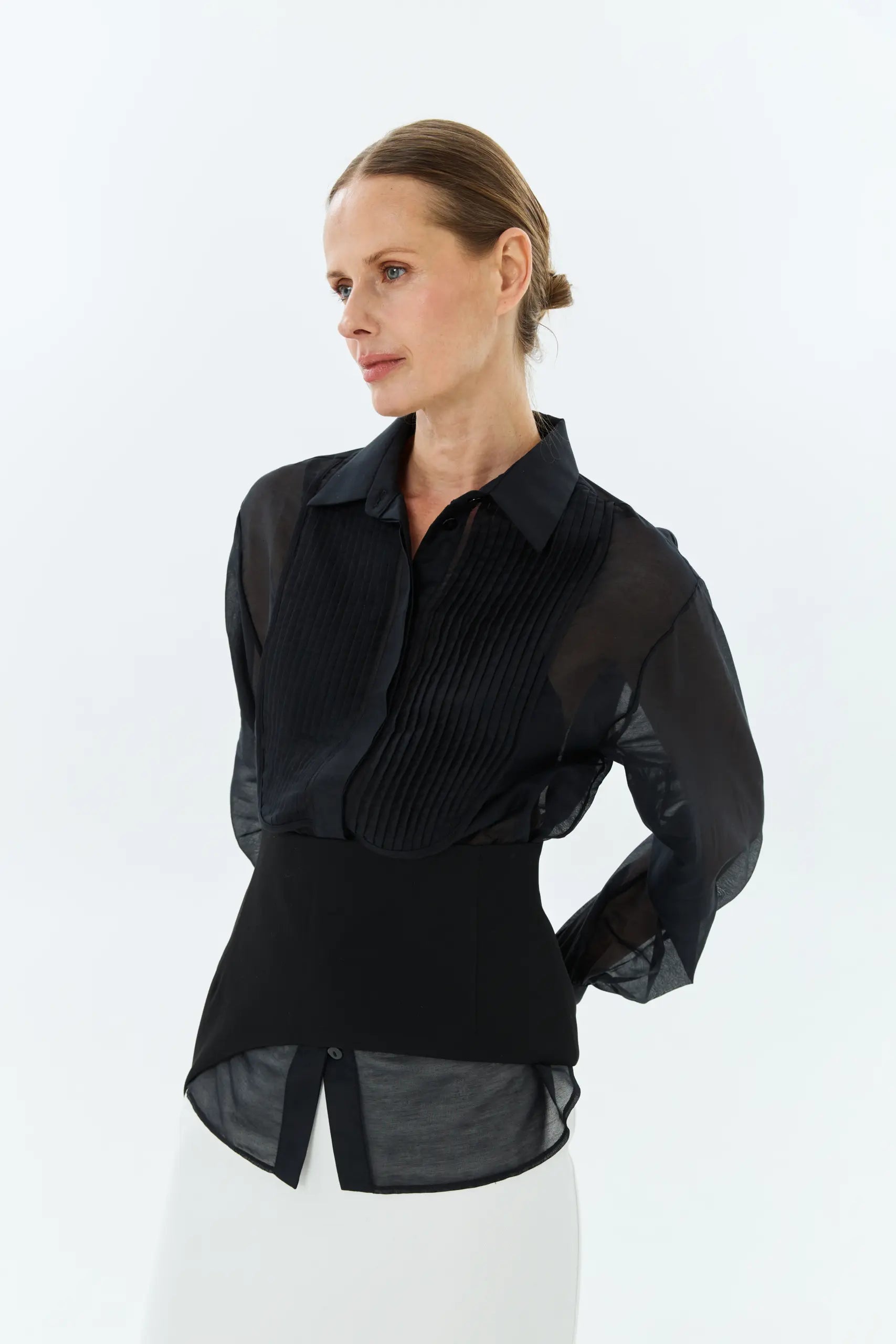 Shirt with a bib front
