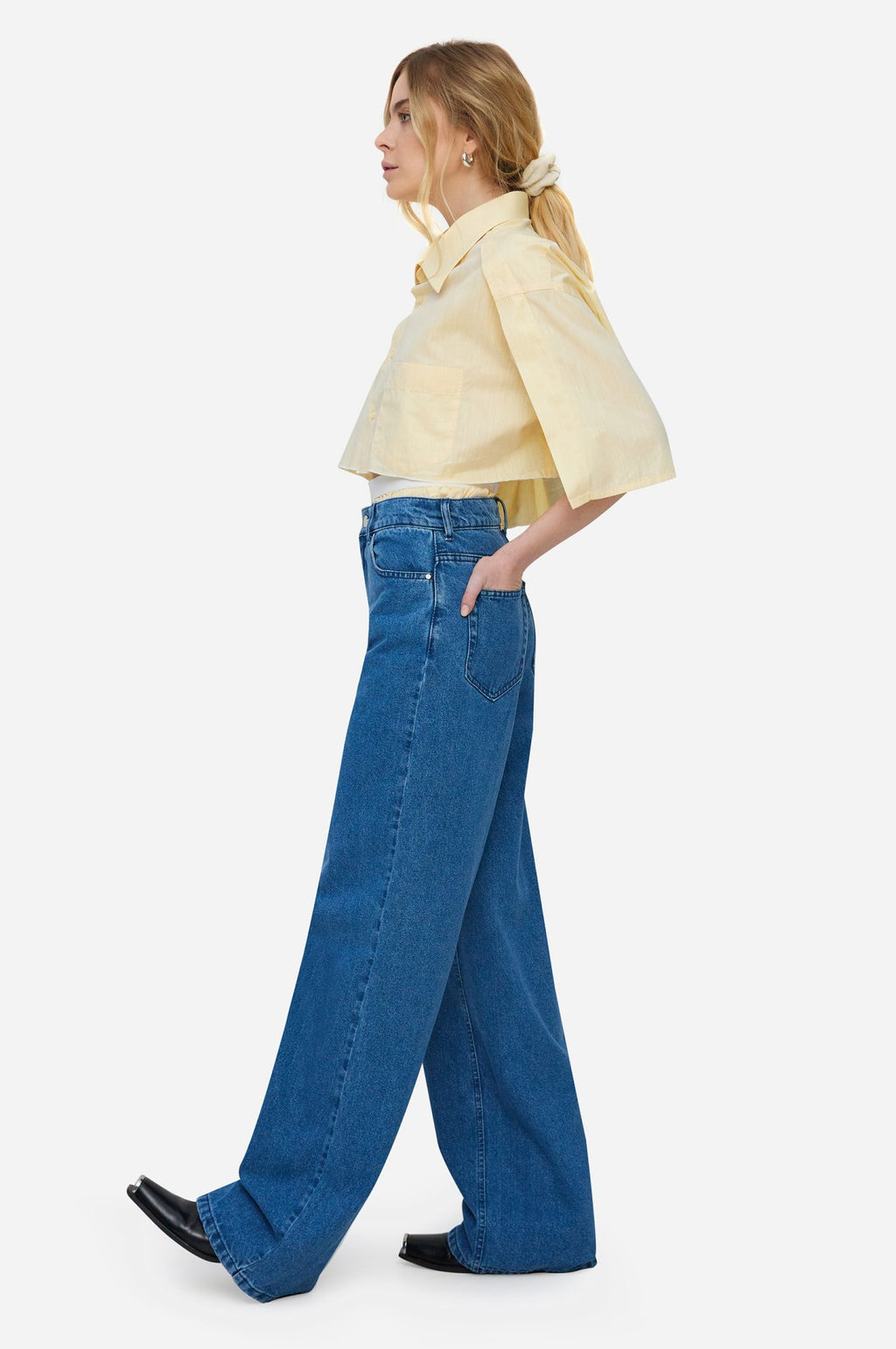 Blue Wide Leg Jeans - фото 9