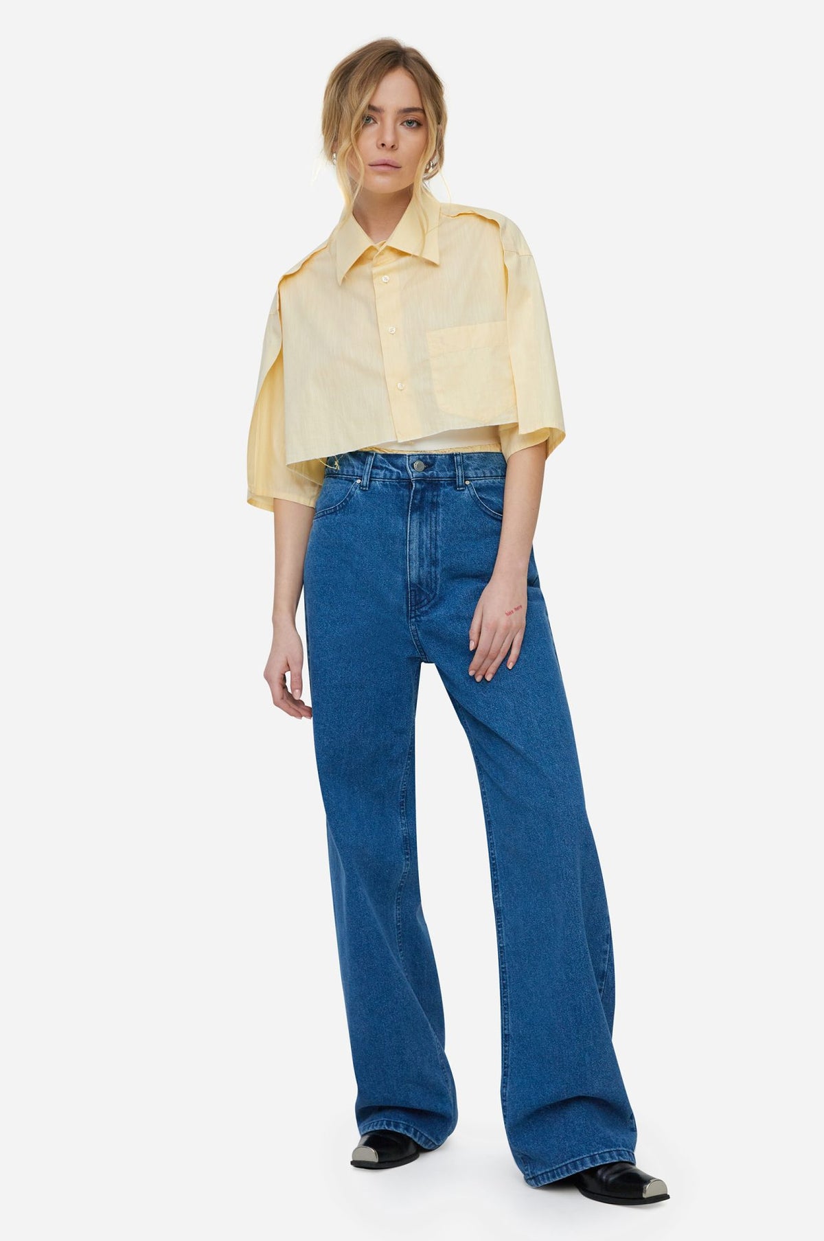 Blue Wide Leg Jeans - фото 8