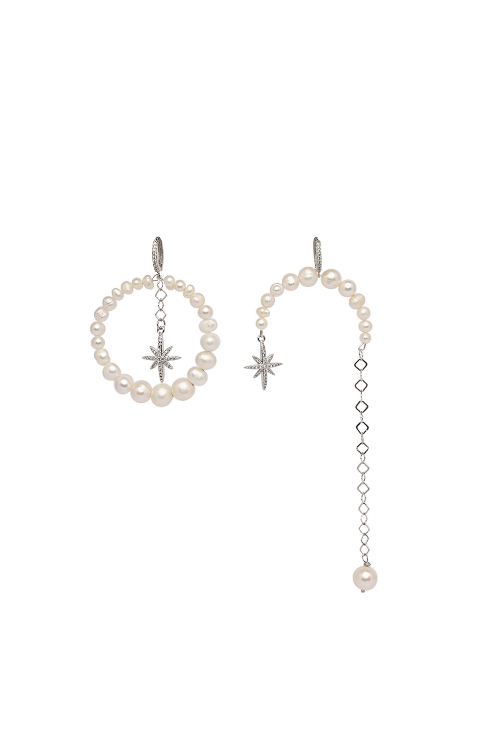 ASYMMETRICAL PEARLS EARRINGS WITH "MORNING STAR" - фото 10