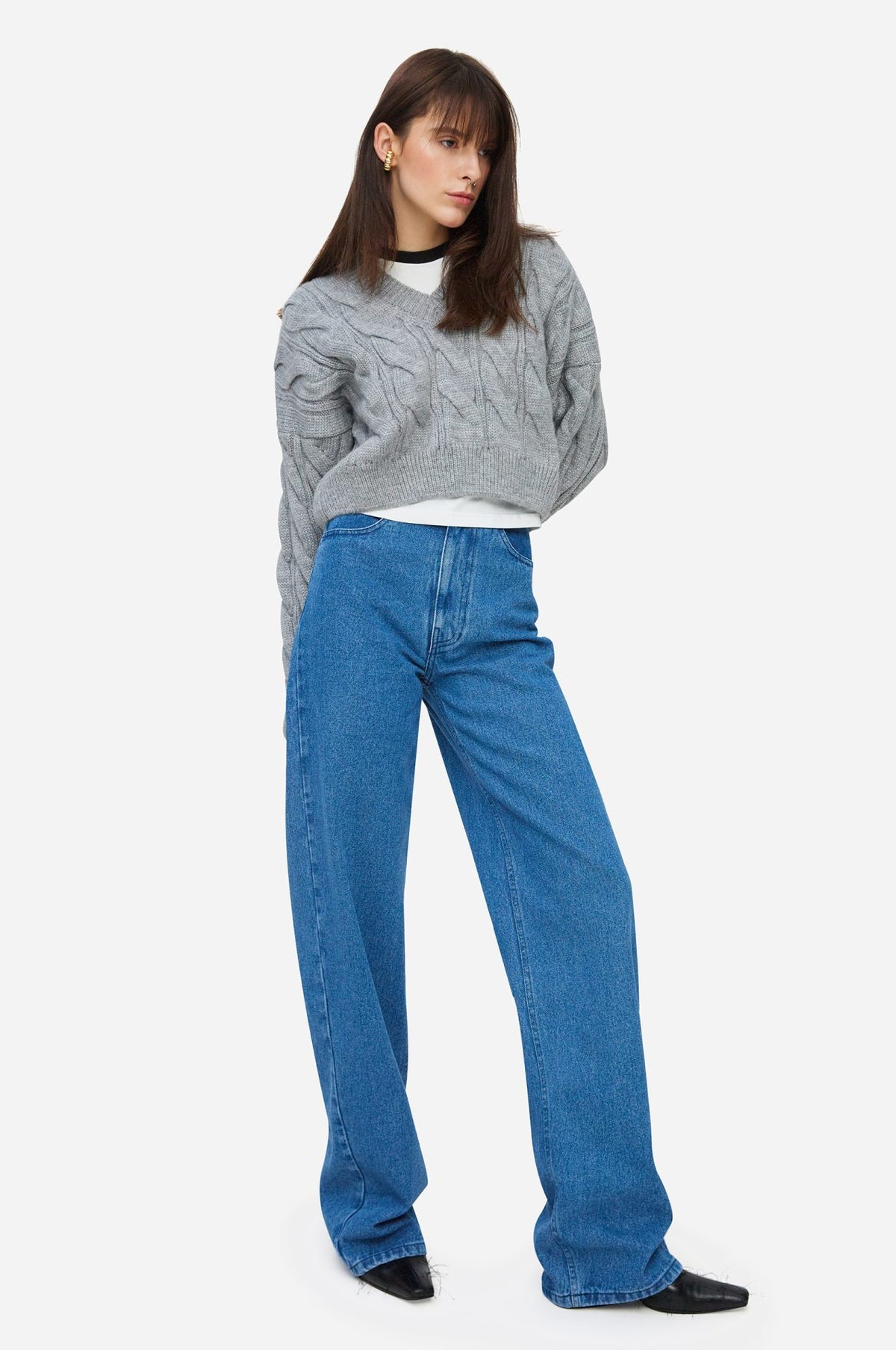 Blue Wide Leg Jeans - фото 3