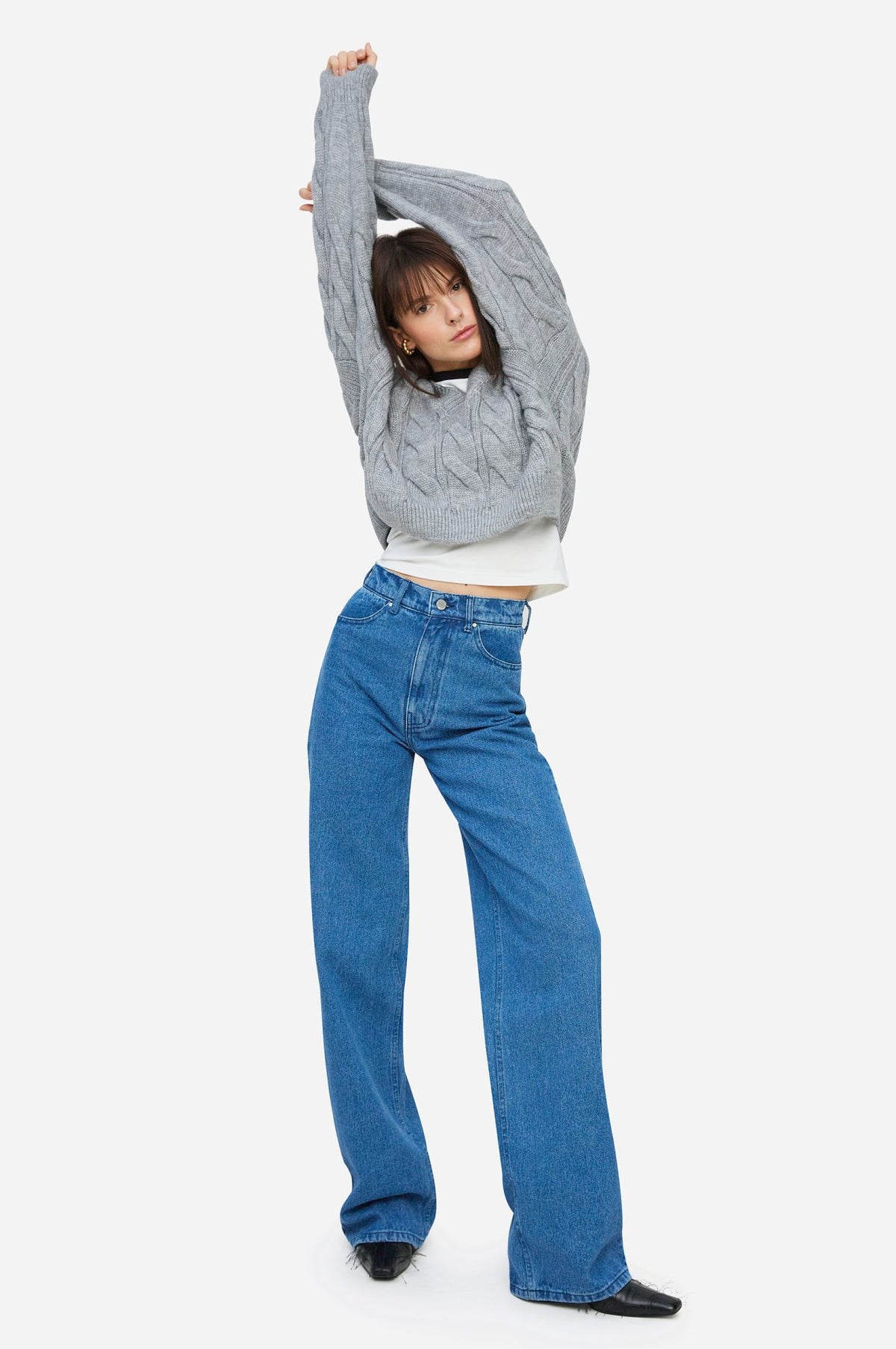 Blue Wide Leg Jeans - фото 4