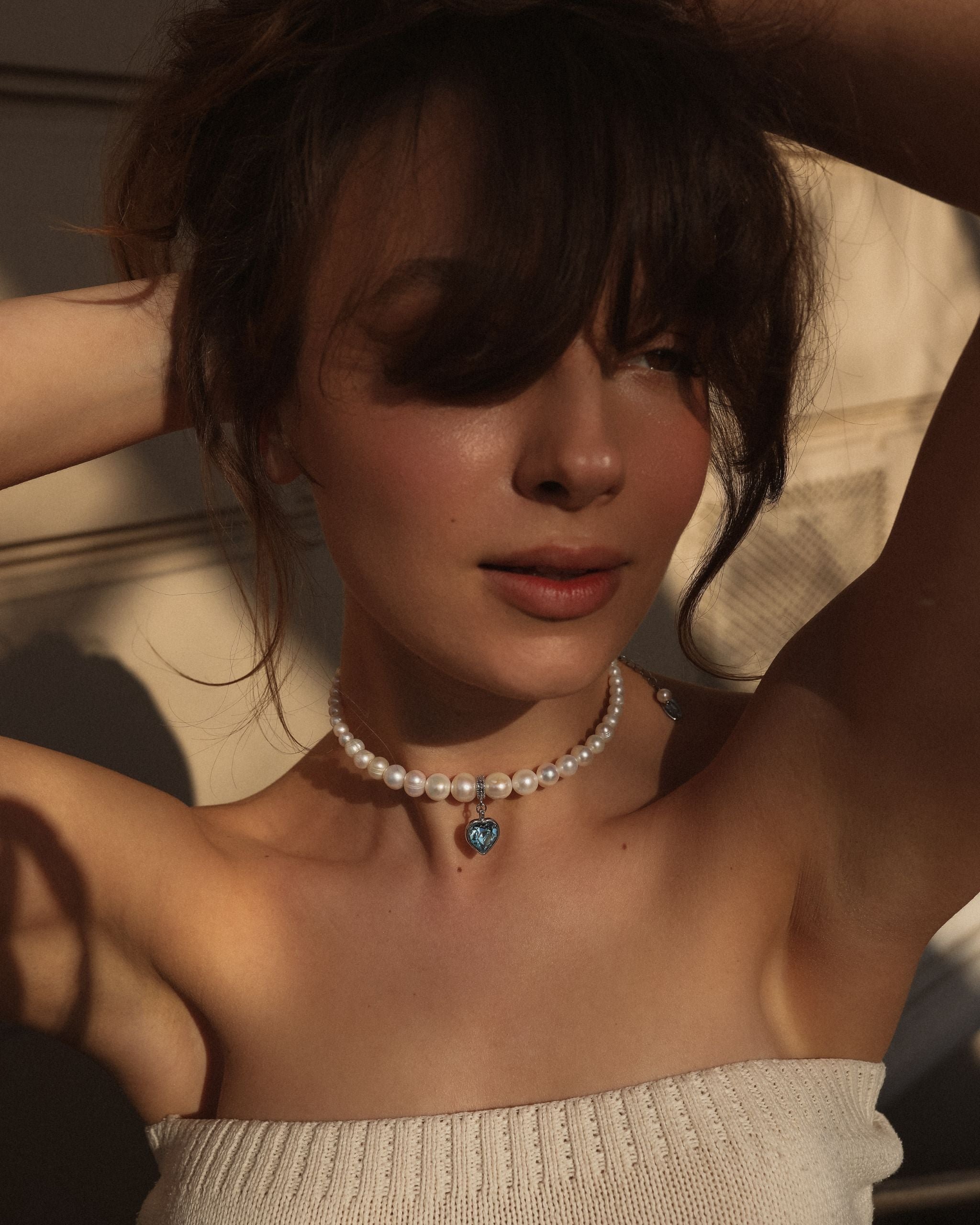 PEARLS CHOKER WITH HEART - фото 33