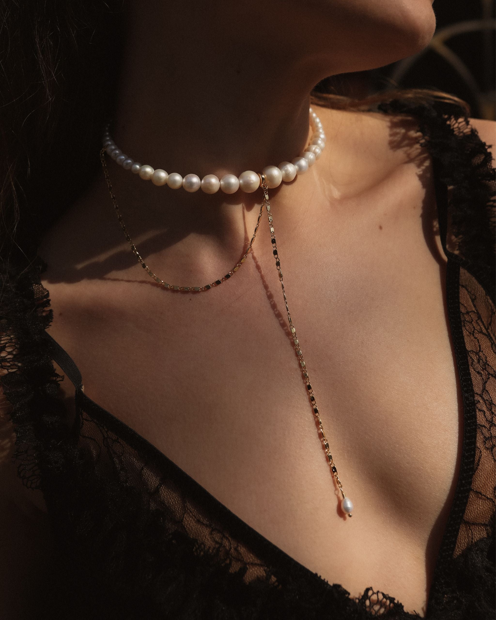PEARLS CHOKER WITH CHAIN - фото 3