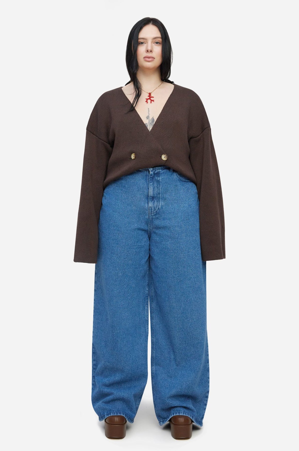 Blue Wide Leg Jeans - фото 6