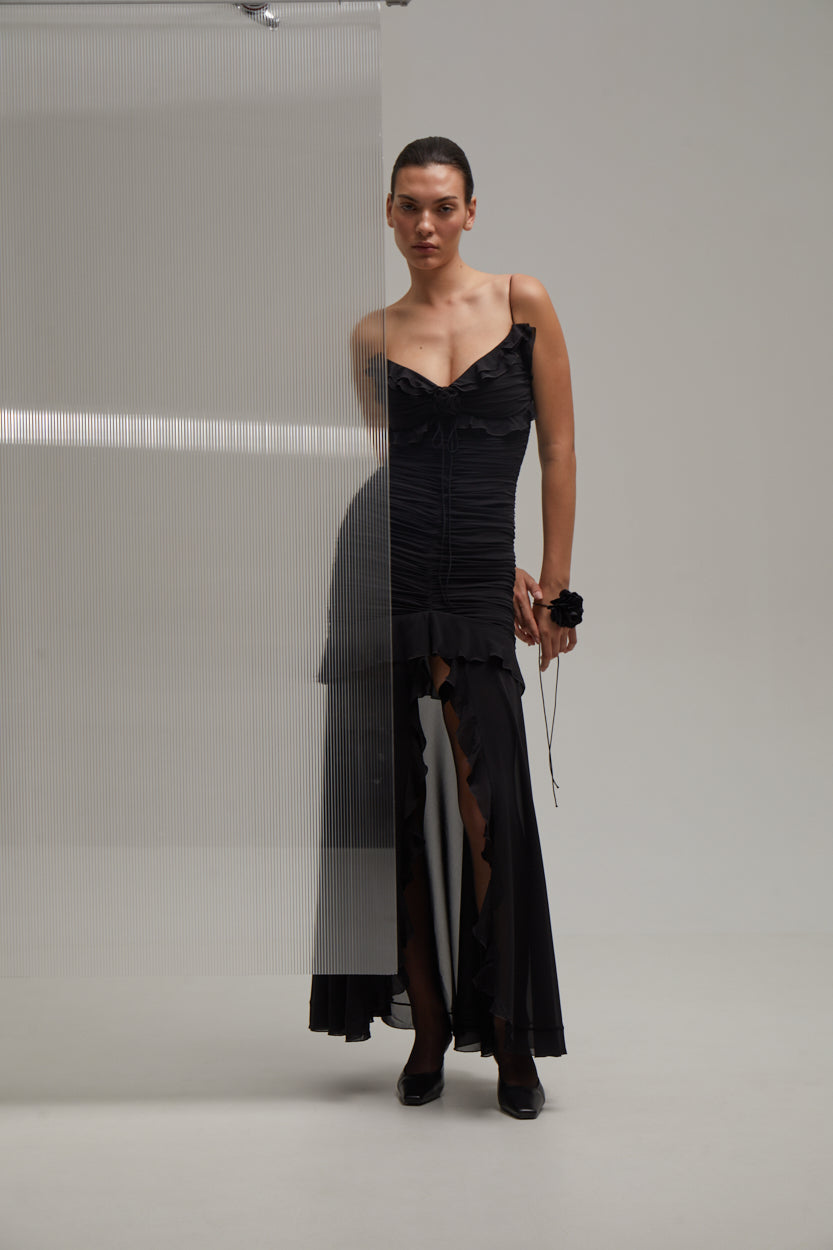 Chiffon draped lomg dress