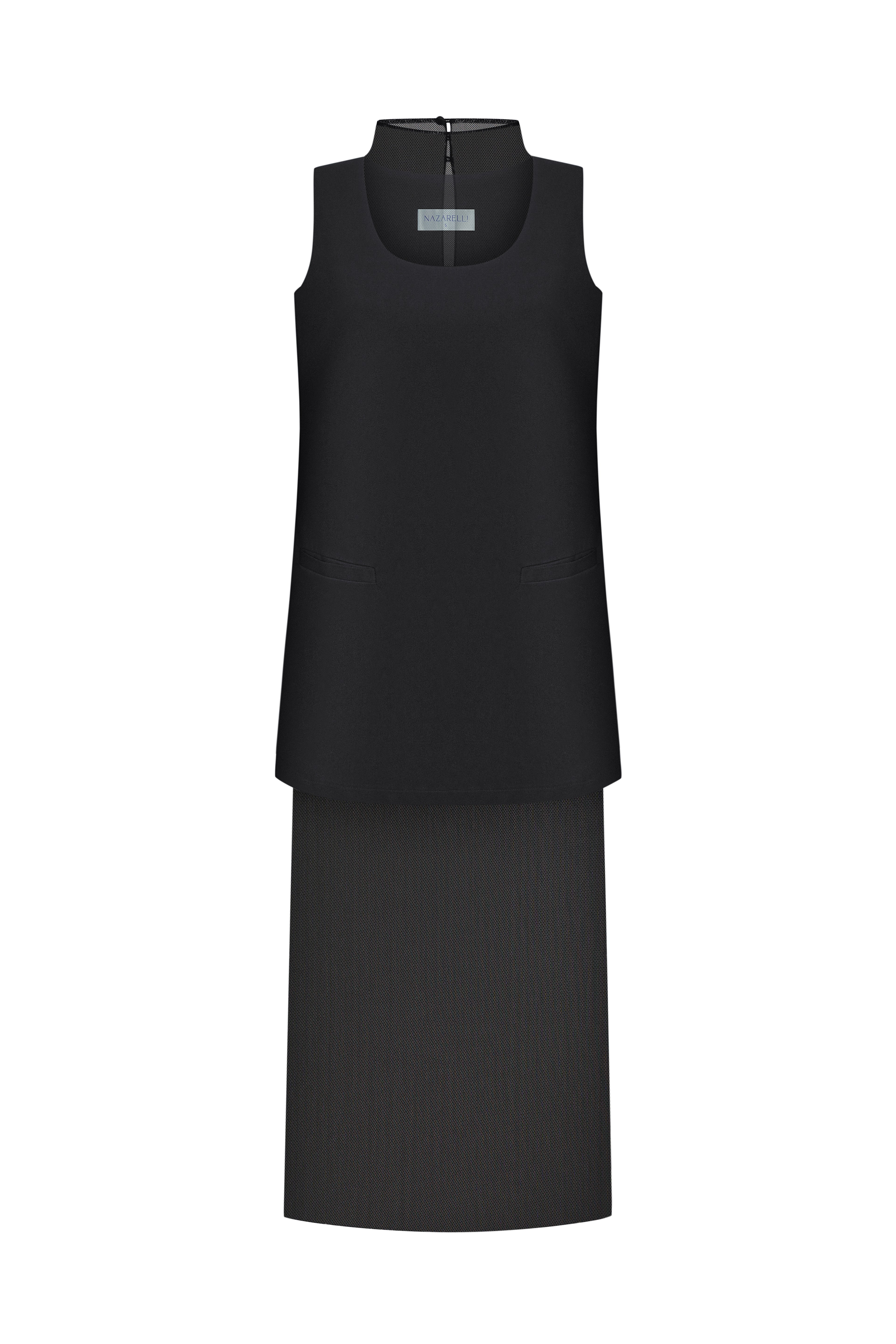 Dress with tunic and mesh