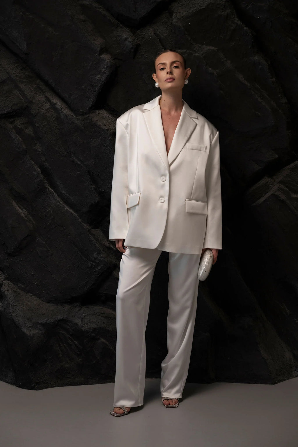 Брюки атласні