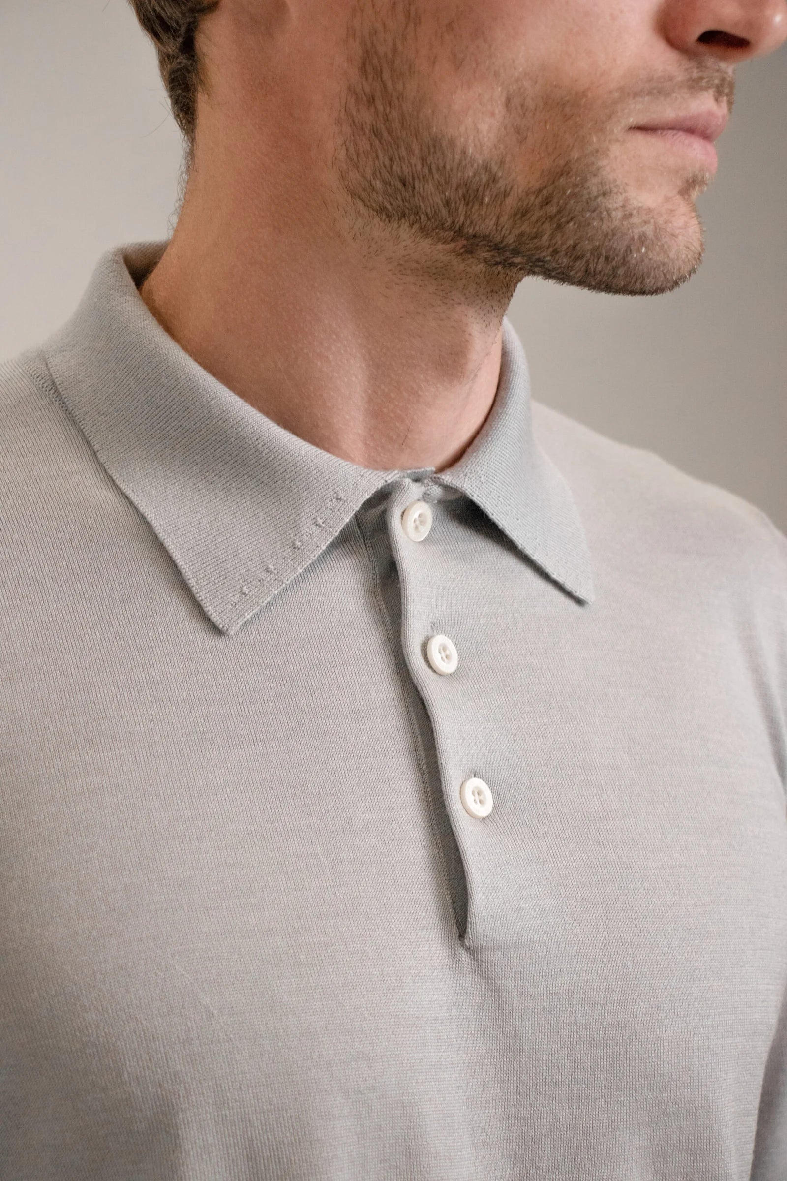 Long-sleeved button-down polo shirt