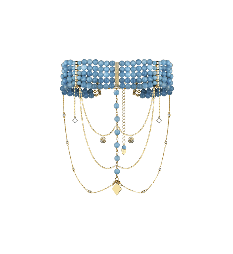 Grains De Verre "INNOCENT CLASSIC" Necklace Blue With Silver