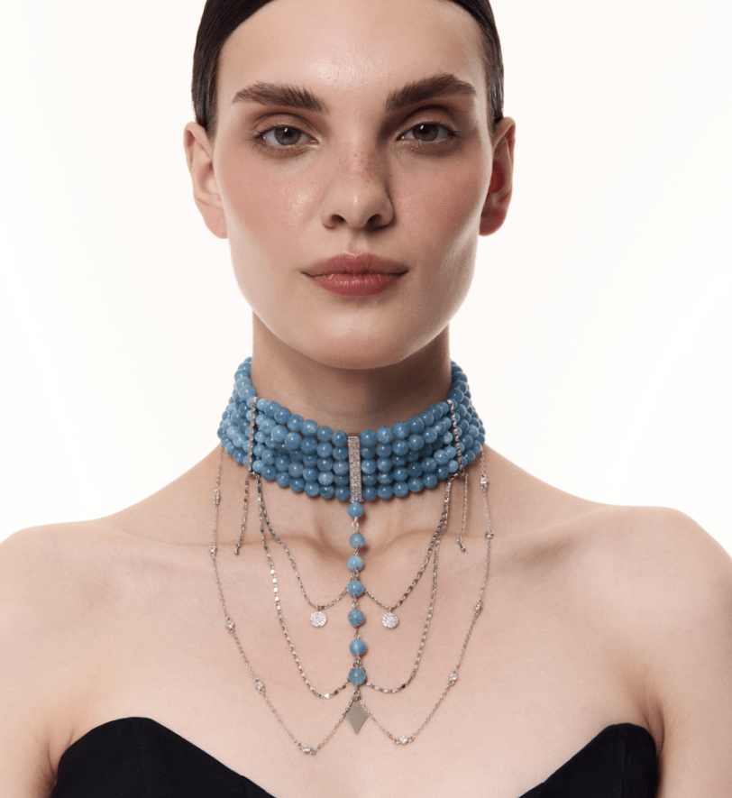 Намисто Grains De Verre "INNOCENT CLASSIC" Blue With Silver