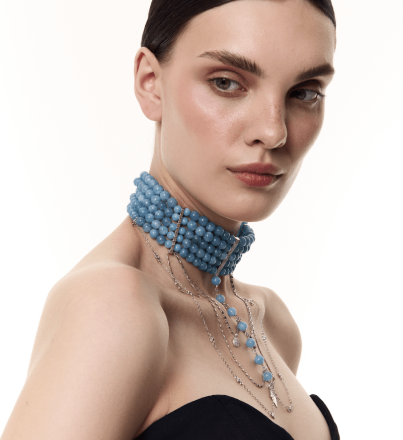 Намисто Grains De Verre "INNOCENT CLASSIC" Blue With Silver