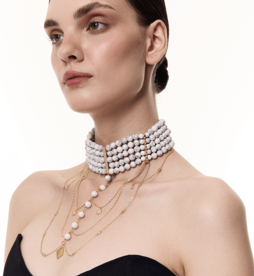 Намисто Grains De Verre "INNOCENT CLASSIC" Marble With Gold