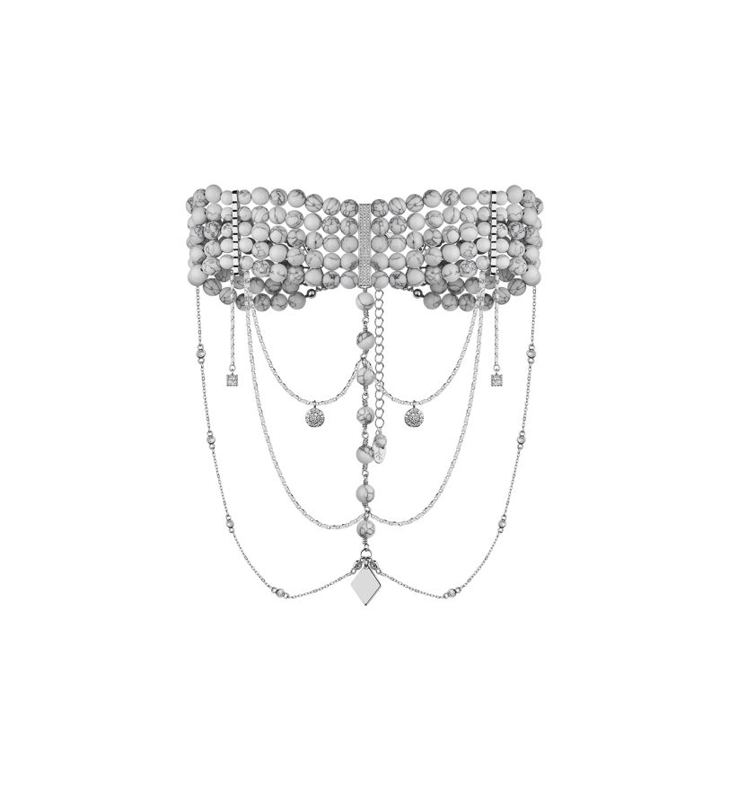 Grains De Verre "INNOCENT CLASSIC" Necklace Marble With Gold
