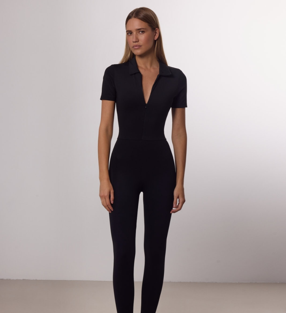 Комбінезон L’essence Studio Half-Zip Leotard Black