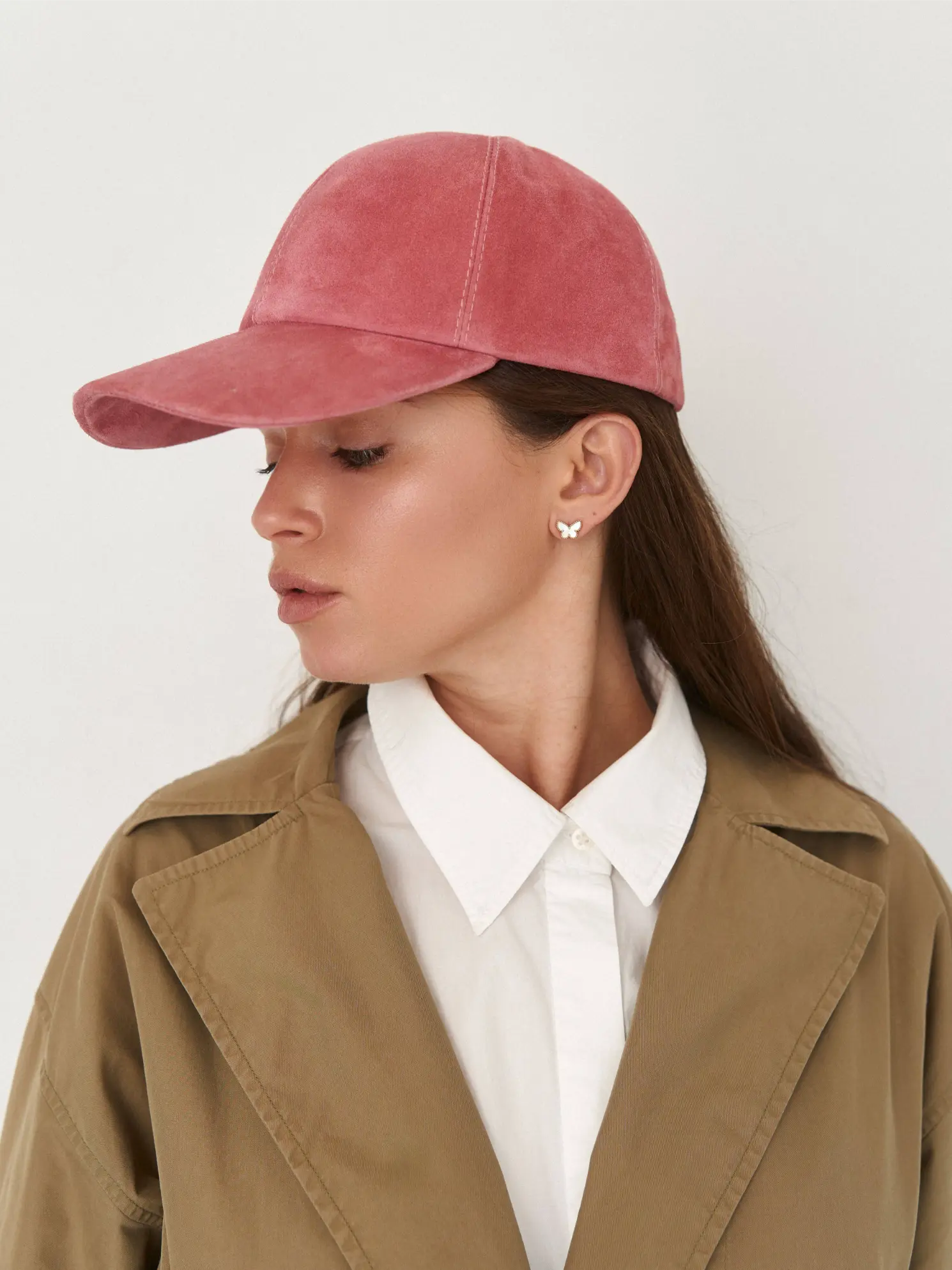 HOOPS cap made of genuine suede with Italian fittings peony
