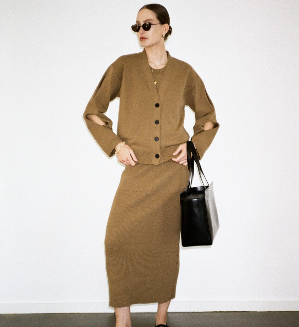 Трикотажна бежева спідниця Katerina Kvit з бавовни