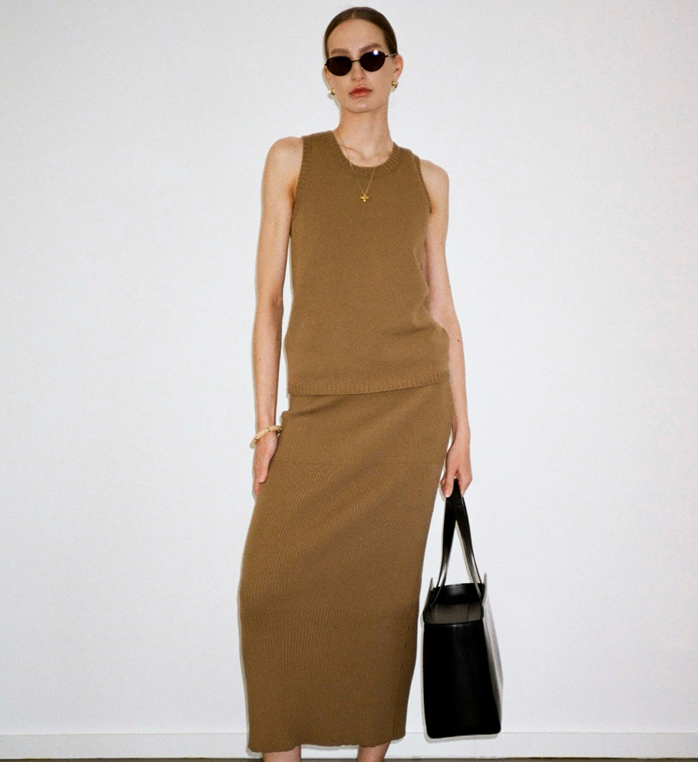 Трикотажна бежева спідниця Katerina Kvit з бавовни