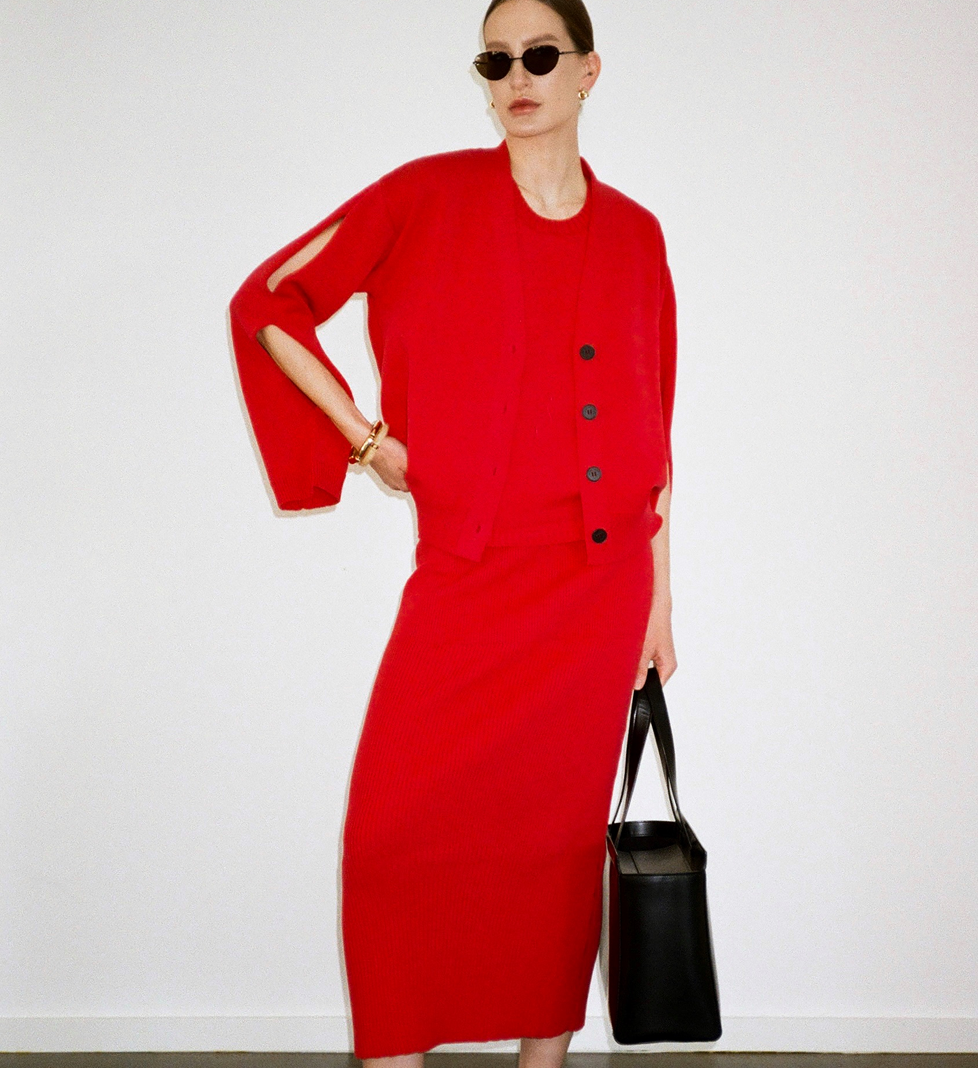 Трикотажна червона спідниця Katerina Kvit з бавовни