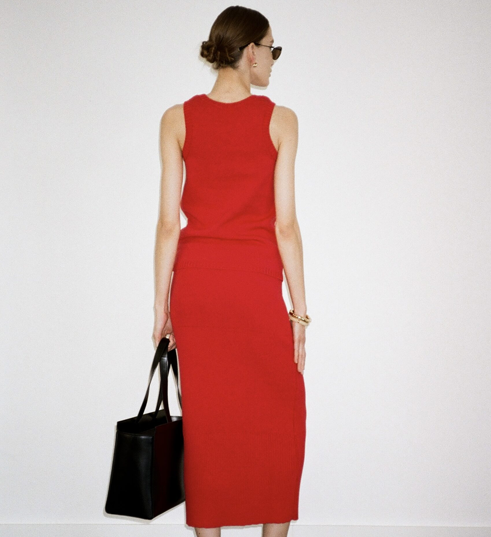 Трикотажна червона спідниця Katerina Kvit з бавовни