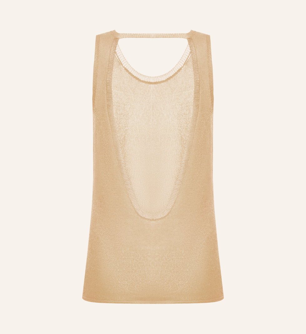 Трикотажна майка Katerina Kvit з відкритою спиною бежева