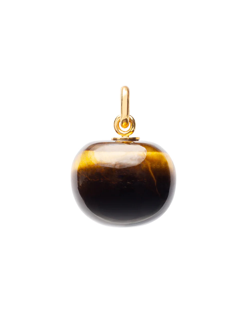 K02 Chestnut fruit pendant with tiger eye / brass with 24 carat gold plating / tiger eye 72 ct
