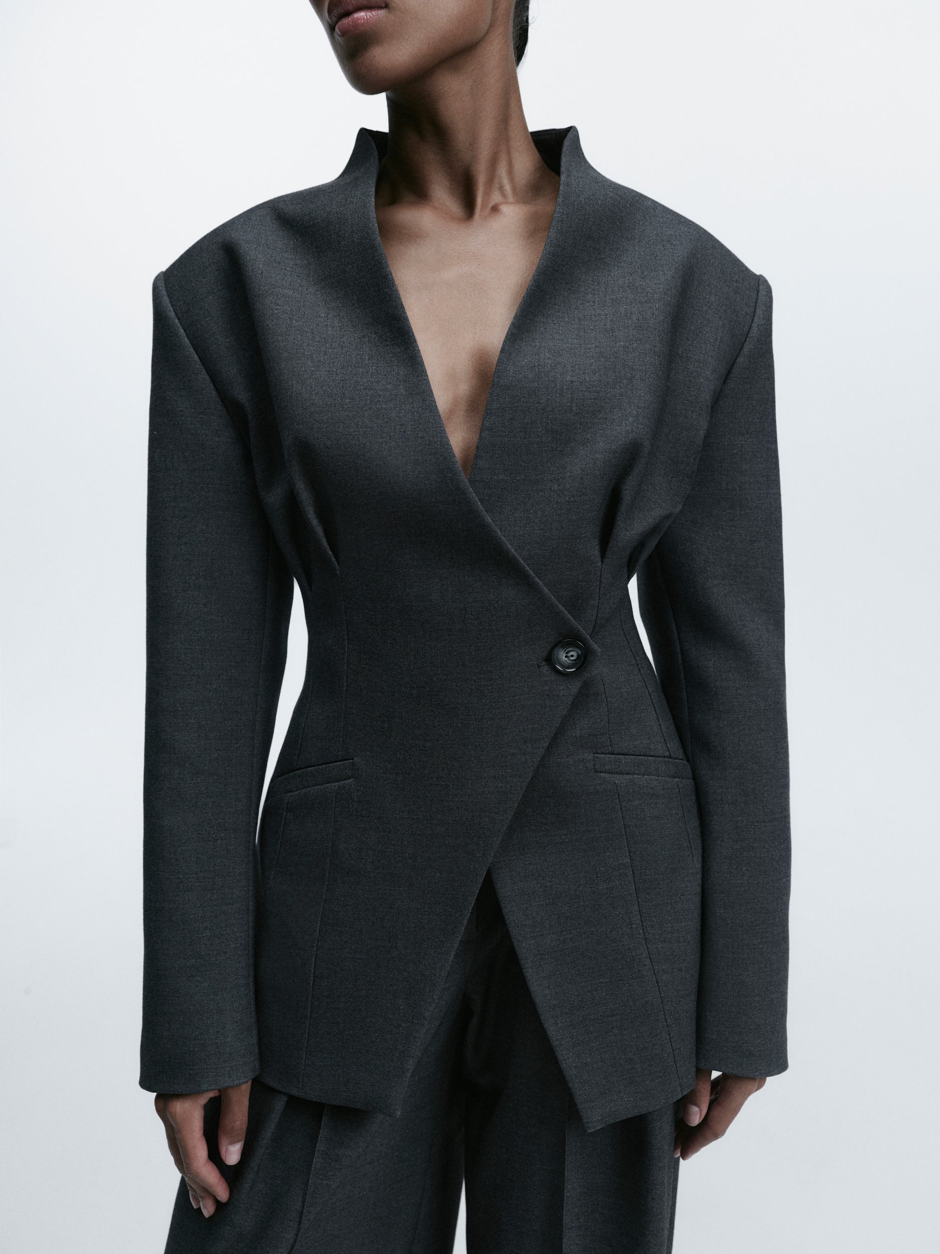 LILI MAGER Asymmetric cut black Jacket 