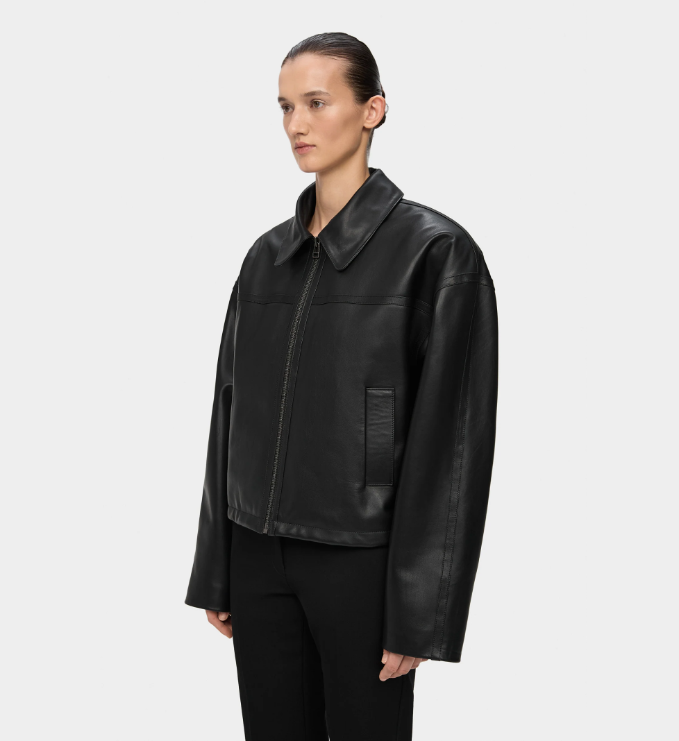 Укорочена шкіряна куртка KULAKOVSKY LUCA black